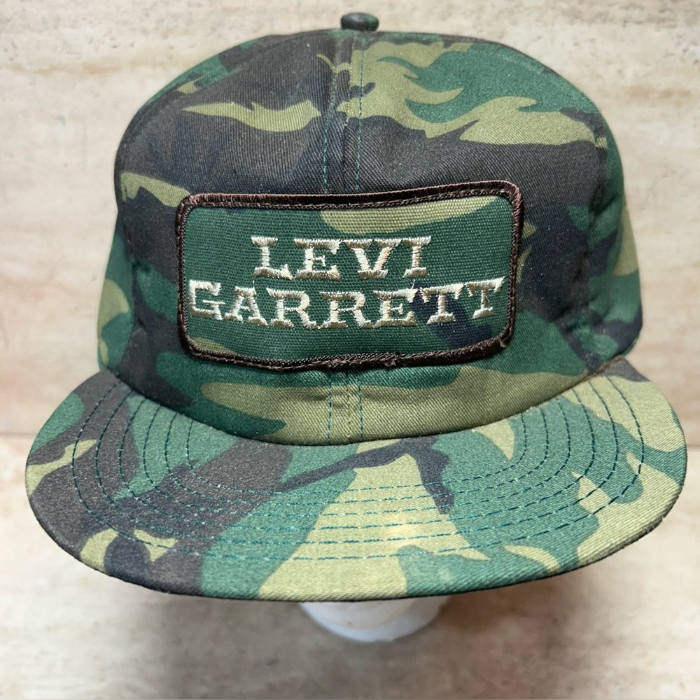 Vintage Levi Garrett Camo Patch SnapBack Cap Hat USA Made Chewing Tobacco